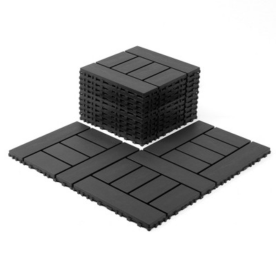 Hrinhom 44 pieces H style 12 inch balcony deck tiles, DIY interlocking deck floor tiles, indoor and outdoor floor tiles