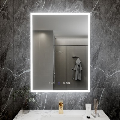 24 in. x 32 in.Built-in or wall-mounted Defogging and Dimming Mirror Cabinet Adjustable Shelf with Outlet and USB