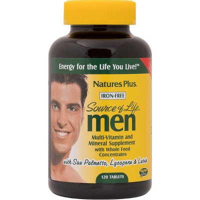 NaturesPlus Source of Life Men Multi-Vitamin and Mineral - Iron Free 120 Tablets