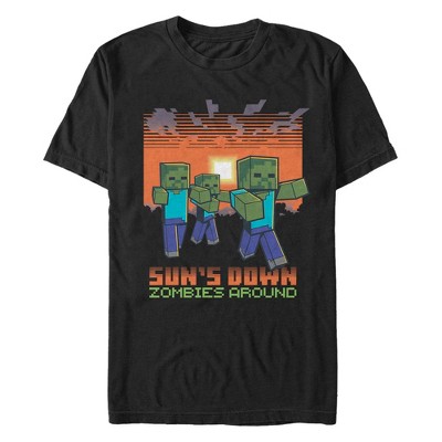 Men's Minecraft Sun's Down Zombies Around T-Shirt