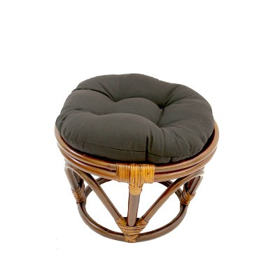 Rattan Footstool with Twill Cushion - International Caravan