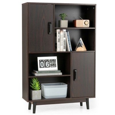 Costway Sideboard Storage Cabinet Bookshelf Cupboard w/Door Shelf Black / White / Espresso