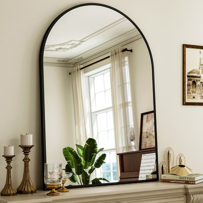 BEAUTYPEAK Arched Bathroom Wall Mirror, Aluminum Frame Vanity Mirror, Modern Wall Mounted Mirror for Bedroom, Living Room, Entryway