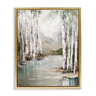 Stupell Industries Veil Of Silver Trunks Floating Frame Canvas Art