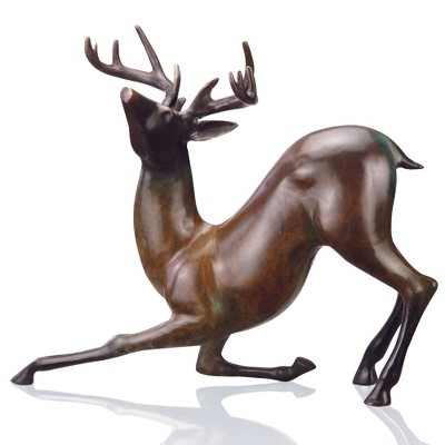 SPI Home Contemporary Deer Sculpture – 18" Solid Brass Modern Wildlife Figurine with Artistic Silhouette for Rustic or Luxe Interiors
