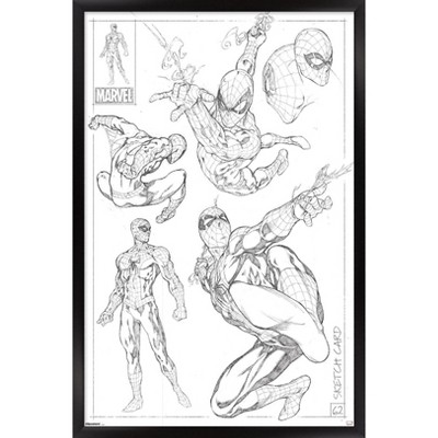 Trends International Marvel Sketch - Spider-Man Framed Wall Poster Prints
