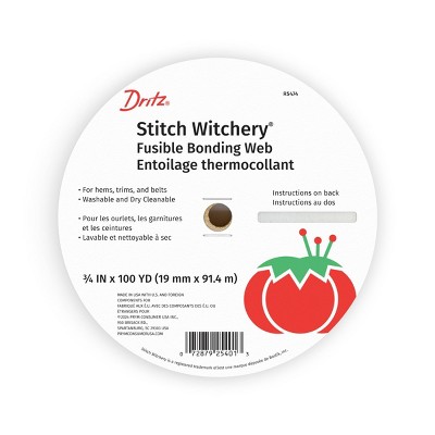 Dritz 3/4" x 100-Yards Stitch Witchery Fusible Bonding Web Regular Weight White: Polyamide Sewing Fastener, Hook & Loop Tape
