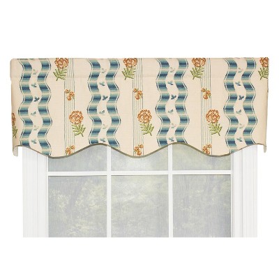 RLF Home Dauphine Provance 100% Cotton with Fully Lined 3" Rod Pocket Valnance for Windows 50" x 15" Teal