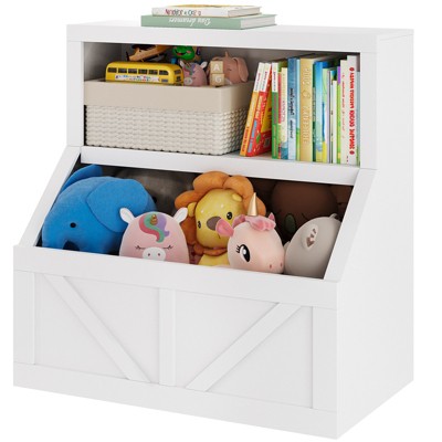 2 Tier Kids Bookshelf and Toy Storage, Box-Shaped Thickened Edge Toy Organizer for Playroom, Bedroom, Living Room, Classroom
