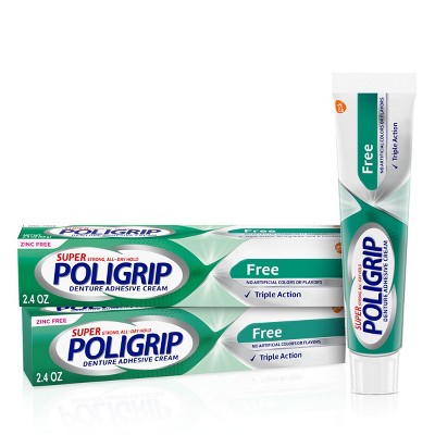 Poligrip Free Denture Adhesive Creams - 2.4oz/2ct