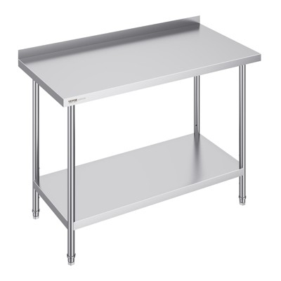 VEVOR 24 x 48 x 36 Inch Stainless Steel Work Table, Commercial Food Prep Worktable Heavy Duty Prep Worktable, Metal Work Table with Adjustable Height