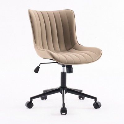 YOUNIKE Modern Home Office Chair Adjustable Swivel Desk Chair Leather Rolling Task Vanity Chair Seat Size 19.49"Wx16.93"Dx(17.91-22.64)"H