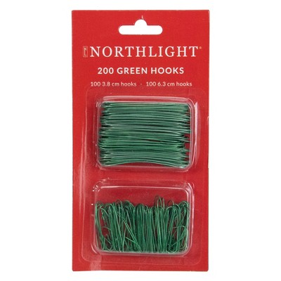 Northlight 1.5" and 2.5" Ornament and Home Decor Hooks - Green - 200ct