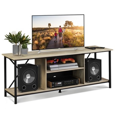 GALAXHERO TV Stand for 65 Inch TVs, 55" Industrial TV Console with Open Shelf, Entertainment Center for Living Room
