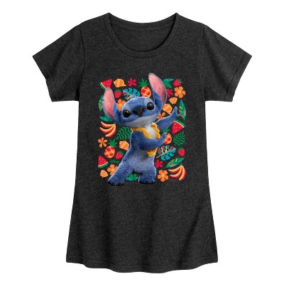 Girls' - Lilo And Stitch - Hula Dancing Fitted Short Sleeve Graphic T-Shirt