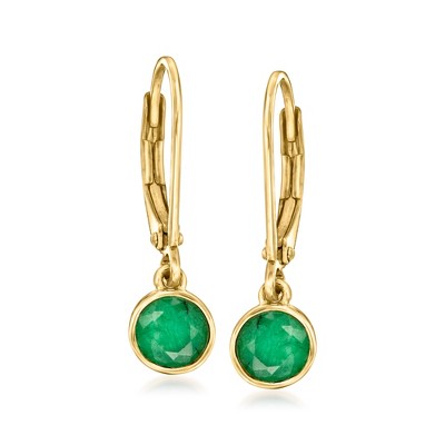 Ross-Simons 1.10 ct. t.w. Bezel-Set Emerald Drop Earrings in 18kt Gold Over Sterling