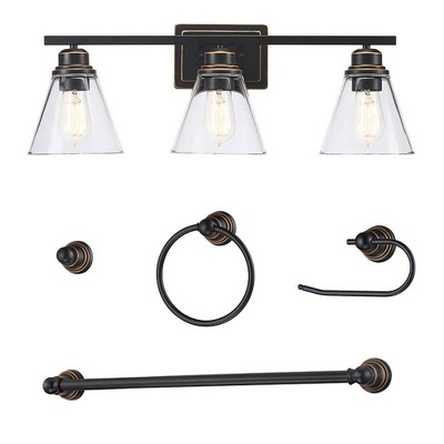 3 Light Oil Rubbed Bronze Linear Bathroom Vanity Wall Sconces