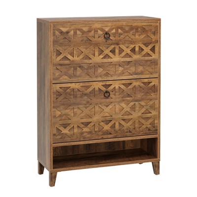 Tribesigns Freestanding Shoe Cabinet with 2 Flip Drawers and Adjustable Shelves