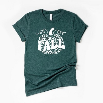Simply Sage Market Women's Hello Fall Leopard Pumpkin Short Sleeve Graphic Tee