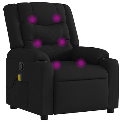 vidaXL Black Fabric Massage Recliner Chair-Manual Recline-6-Point Vibration-Home Office/Study & Living Room Seating