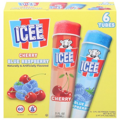 ICEE Frozen Raspberry and Wild Cherry Tubes - 18oz/6ct
