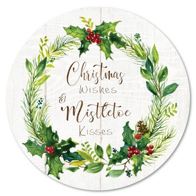 Christmas Wishes Wreath Circular Wood Dècor