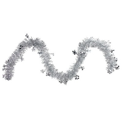 Northlight 50' x 2.75" Unlit Silver and Shiny Snowflakes Tinsel Christmas Garland