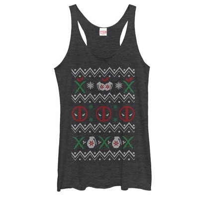 Women's Marvel Ugly Christmas Deadpool Racerback Tank Top