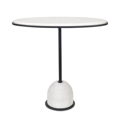 Uttermost Morro White Marble Side Table – Sculptural Iron Frame with Polished White Marble Top for Sophisticated Modern Spaces