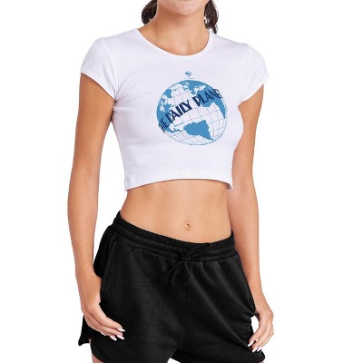 Women's Superman 2025 The Daily Planet Cap Sleeve Baby Rib Crop Top
