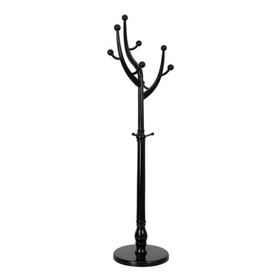 Bekrvio 74” Freestanding Solid Wood Coat Rack Tree with Hooks,Heavy Duty Standing Coat Tree with Round Base for Clothes/Hat in Entryway Bedroom