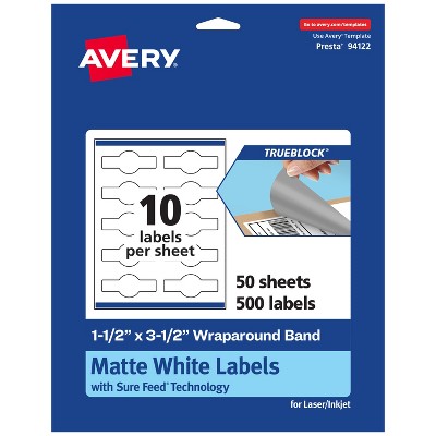 Avery TrueBlock Wraparound Band Labels, 1.5" x 3.5", 500ct
