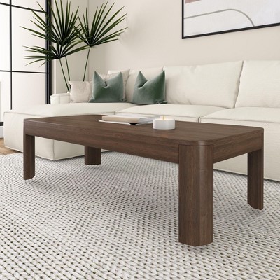 Plank+Beam Solid Wood 54" Modern Rectangular Coffee Table, Coffee Table for Living Room