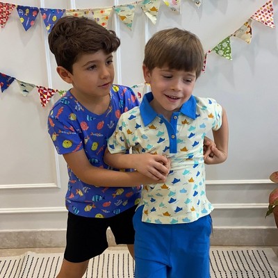 Ola! Otter Oversize Tee - Fuzzy Fishes-Blue | Soft Everyday Playwear Shirt for Kids