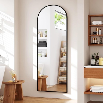 Arched Full Length Mirror, 65x22 Inches Full Floor Body Mirror, Freestanding Leaning Mirror with Stand, Hanging Mounted Wall Mirror