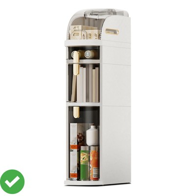 3/4 Tiers Slim Bathroom Storage Cabinet Waterproof Narrow Floor Bathroom Cabinet w/Wheels & Toilet Paper Holder