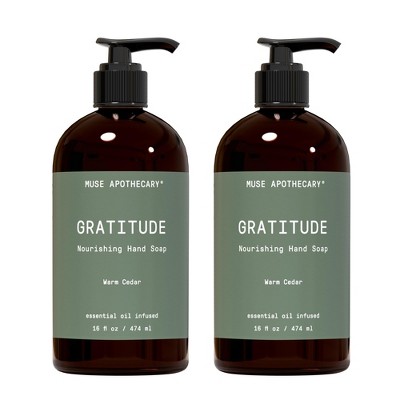 Muse Apothecary Hand Ritual - Aromatic and Nourishing Hand Soap, Infused with Natural Aromatherapy Essential Oils - 16 oz, Warm Cedar, 2 Pack