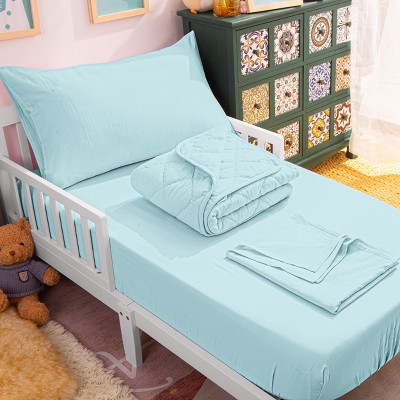 4 Piece Toddler Bedding Set, Soft Crib Bedding Set, Includes Quilted Comforter, Fitted Sheet, Flat Sheet and Pillowcase - NTBAY