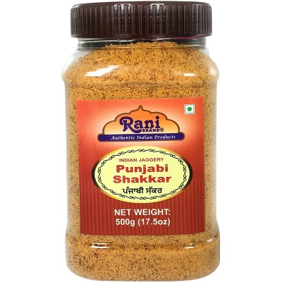 Punjabi Shakkar (Gur Jaggery Powder) - 17.5oz (1.1lbs) 500g PET Jar - Rani Brand Authentic Indian Products