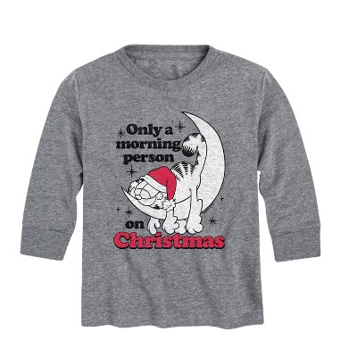 Boys' - Garfield - Only A Morning Person On Christmas Long Sleeve Graphic T-Shirt