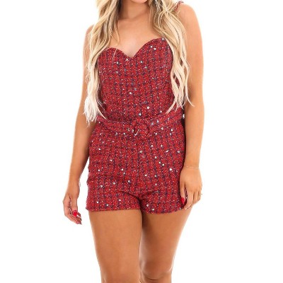 Women's Love Me Anyway Sequin Tweed Romper - day + moon