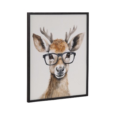 Kate & Laurel All Things Decor 16"x20" Gallery Cute Deer Wearing Glasses Print by The Creative Bunch Studio Black
