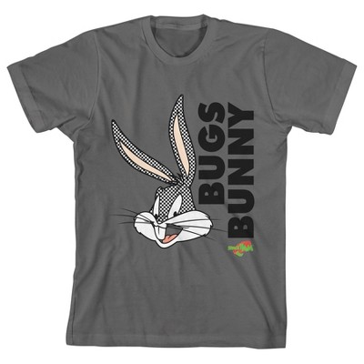 Space Jam Bugs Bunny Face Boy's Charcoal Tshirt
