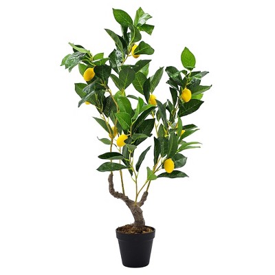 Gulches Mediterranean 31 in H Artificial Lemon Tree in Black Plastic Pot Yellow Green Black 1 Pack