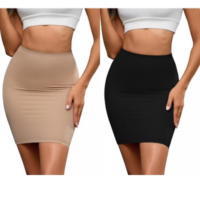 INSPIRE CHIC 2 Pcs Women's High Waisted Tight Slimming Tummy Control Half Slips