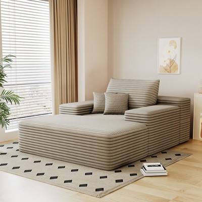 51" Faux Fur Oversized Chaise Lounge Sofa Bed with Deep Seat, No Assembly, Ergonomic Design, and Plush Cloud Comfort