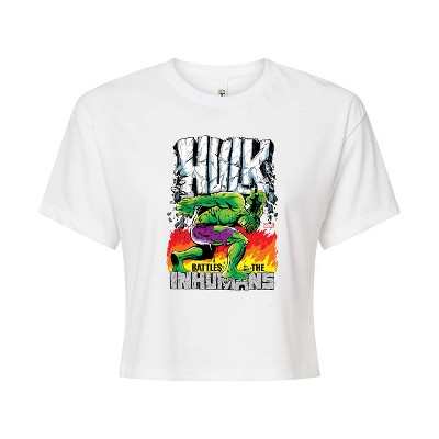 Women's - Marvel - Hulk Battles the Inhumans Cropped Graphic T-Shirt