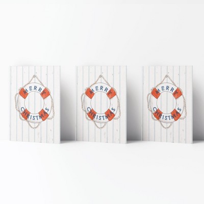Lifebouy Merry Christmas Winter/Holiday/Christmas Greeting Card Pack Sets (3 ct) by Ramus & Co