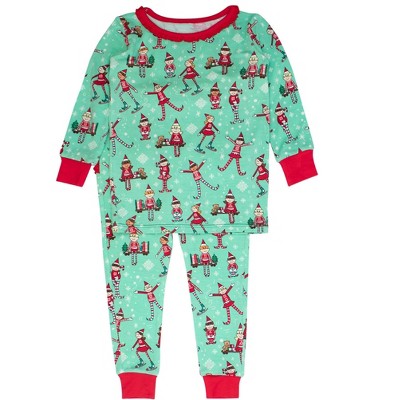 RuffleButts SoftSnooze Toddler Girls Holiday Ruffle Long Sleeve Pajama Set