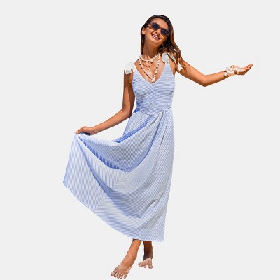 Women's Breezy Striped Maxi Dress for Beach Getaways - Cupshe
